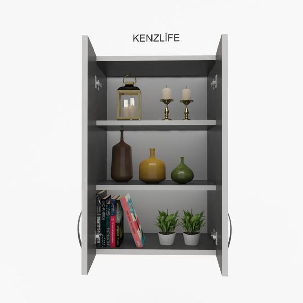Kenzlife mutfak dolabı idil  060.040.32 gri 2 raflı kapaklı  ofis banyo kiler evrak kitaplık - Image 1