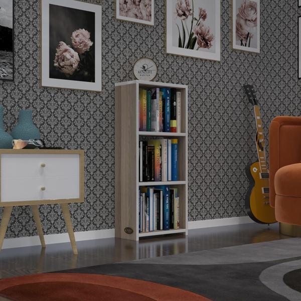 Kenzlife kitaplık süper ga 090*40*19 crd 3 katlı tek bölme ofis mutfak banyo dolabı arkalıksız - Image 1
