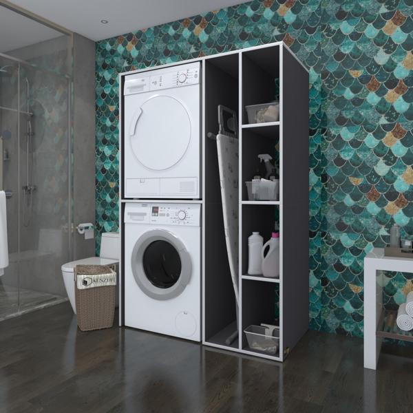 Kenzlife çamaşır-kurutma makinesi dolabı alyusha gri 180*120*60 banyo kapaksız arkalıksız - Image 1