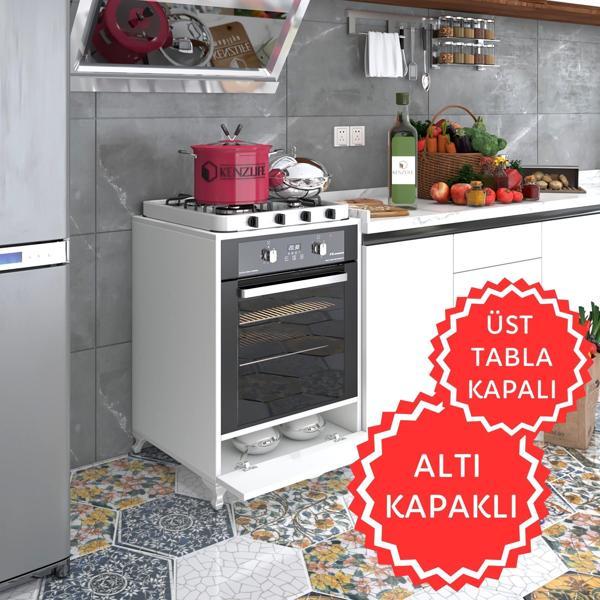 Kenzlife ankastre modülü kabini krom byz fırın ocak dolabı kapaklı ayaklı sabit tabla  - Image 1
