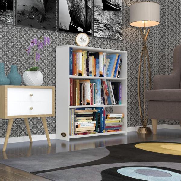 Kenzlife kitaplık süper ga 090*80*19 byz 3 katlı tek bölme ofis mutfak banyo dolabı arkalıksız - Image 1