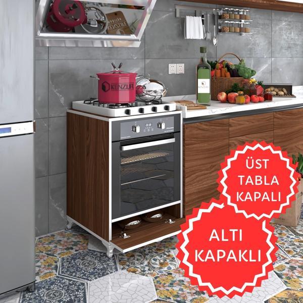 Kenzlife ankastre modülü kabini krom cvz fırın ocak dolabı kapaklı ayaklı sabit tabla  - Image 1