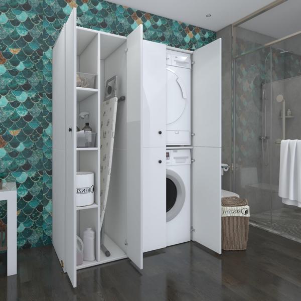 Kenzlife çamaşır-kurutma makinesi dolabı kapaklı yaromira sol byz 180*120*60 banyo arkalıksız - Image 1