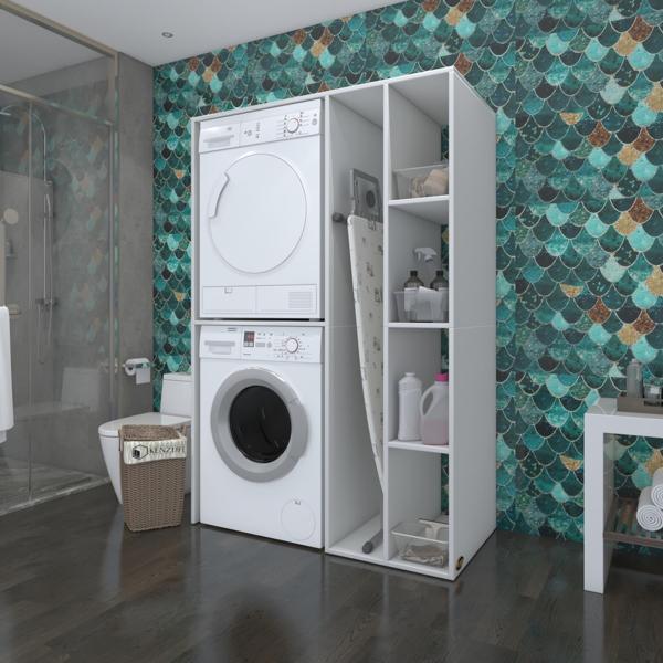 Kenzlife çamaşır-kurutma makinesi dolabı alyushamdf byz 180*120*60 % 100 mdf full mdf banyo kapaksız arkalıksız - Image 1