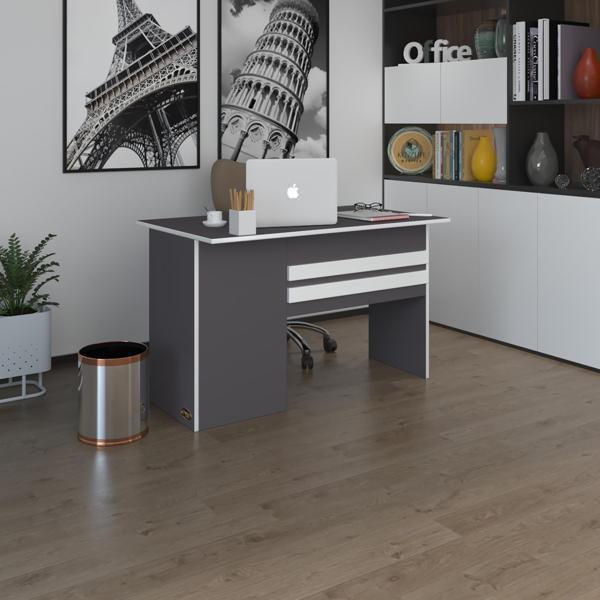Kenzlife ofis masası kamikaze gri sağ 75*110*80 raflı dolap şeritli bilgisayar çalışma masası - Image 1
