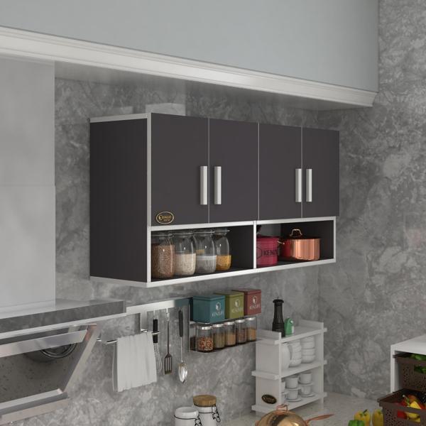 Kenzlife hazır mutfak vesper gri 060*120*32 mutfak banyo dolabı kapaklı raflı - Image 1