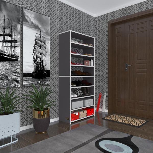 Kenzlife ayakkabılık goya gri 160*70*30 arkalıksız ayakkabı ofis dolabı iki bölme - Image 1