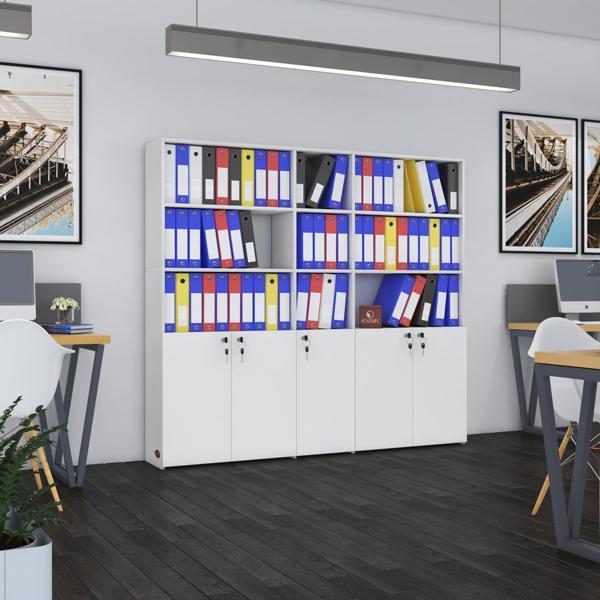 Kenzlife klasör dolabı kilitli gökbörü byz 175*200*30 klasörlük kitaplık ofis arkalıksız - Image 1