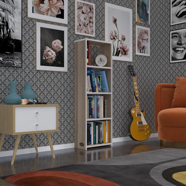 Kenzlife kitaplık süper ga 120*40*19 crd 4 katlı tek bölme ofis mutfak banyo dolabı arkalıksız - Image 1