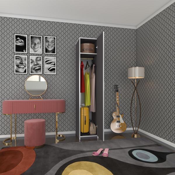 Kenzlife gardırop öğrenci dolabı tek kapılı kasımpatı gri 180*35*42 gri gardolap dolap ofis - Image 1