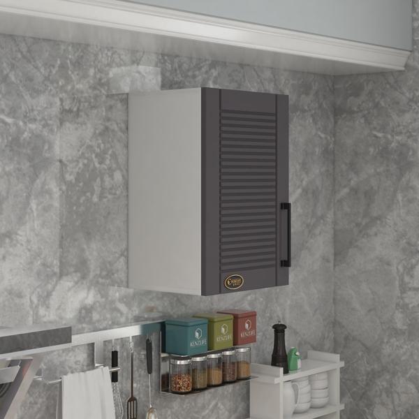 Kenzlife hazır mutfak dolabı bamya90 gri mod2 90*040*32 mebran kapak suntalam gövde - Image 1