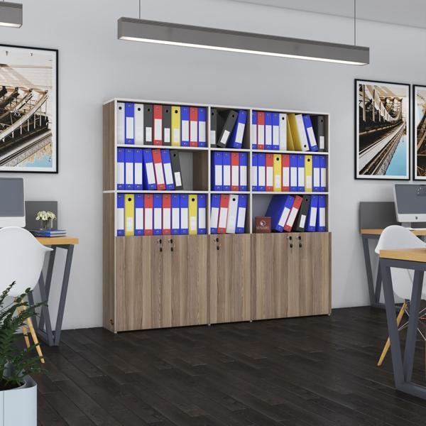 Kenzlife klasör dolabı kilitli gökbörü crd 175*200*30 klasörlük kitaplık ofis arkalıksız - Image 1