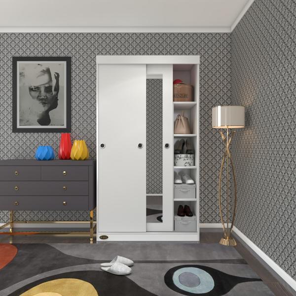 Kenzlife gardırop sürgülü kapaklı kapılı 100 papatya byz aynalı gardolap dolap - Image 1