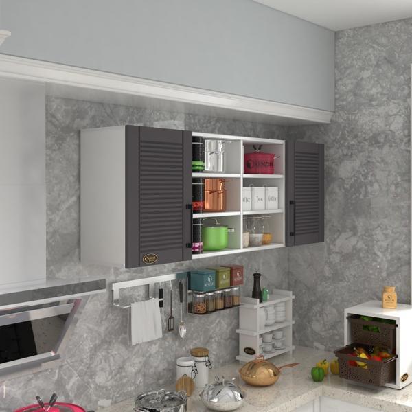 Kenzlife hazır mutfak dolabı biber60 gri mod2 60*160*32 mebran kapak suntalam gövde - Image 1