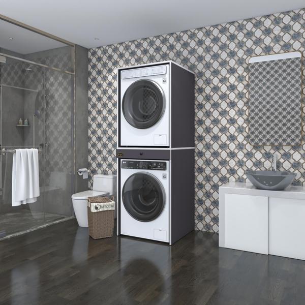 Kenzlife çamaşır-kurutma makinesi dolabı avi senna gri 187*070*60 çekmeceli banyo - Image 1