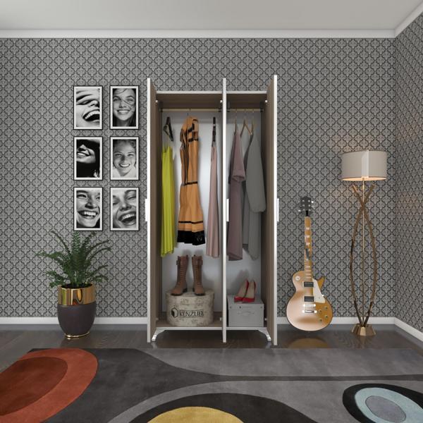 Kenzlife gardırop 3 kapaklı kapılı menekşe 168*80*42 crd ayaklı gardolap dolap - Image 1