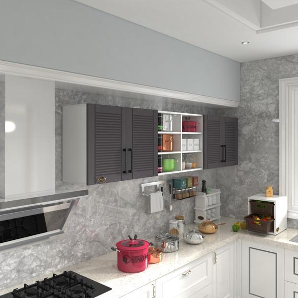 Kenzlife hazır mutfak dolabı bulgur60 gri mod2 60*240*32 mebran kapak suntalam gövde - Image 1