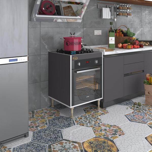 Kenzlife ankastre modülü kabini lev yaşin gri 89-81*60*56 fırın ocak dolabı ayarlı ayaklı  - Image 1