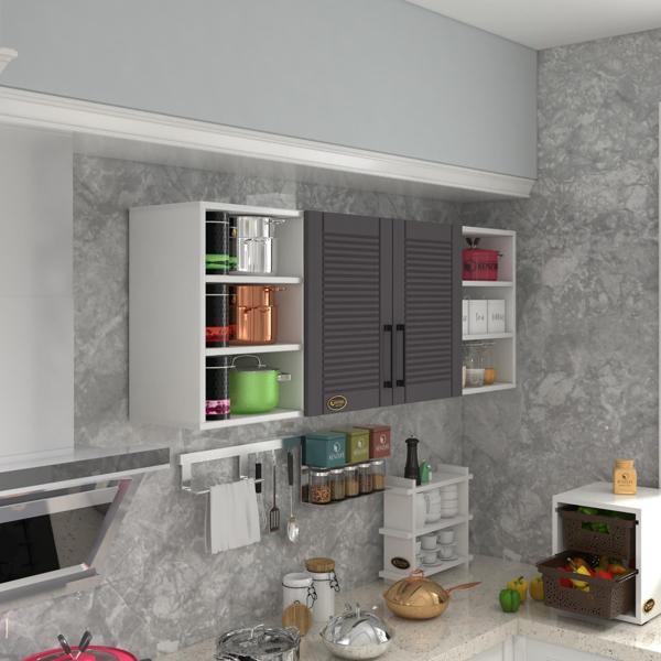 Kenzlife hazır mutfak dolabı domates60 gri mod2 60*160*32 mebran kapak suntalam gövde - Image 1
