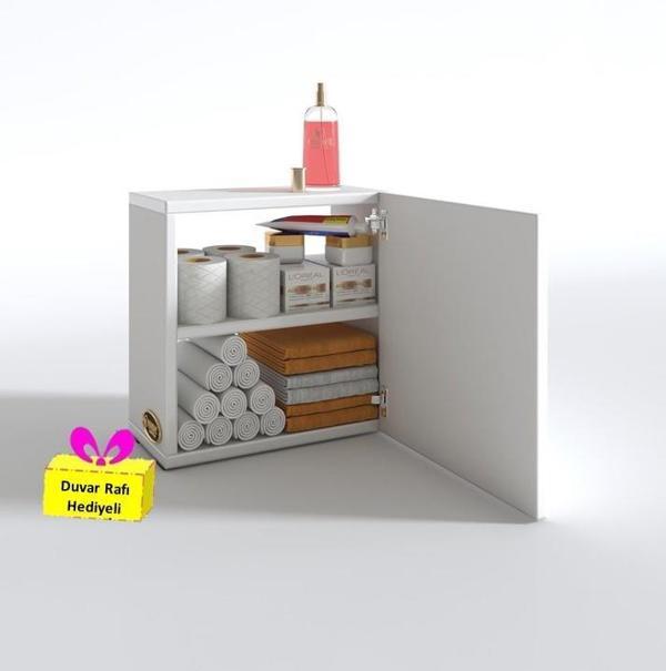 Kenzlife banyo ecza dolabı susanin byz 39*39*20 mutfak komodin (m) arkalıksız + tekli duvar rafı hediyeli - Image 1