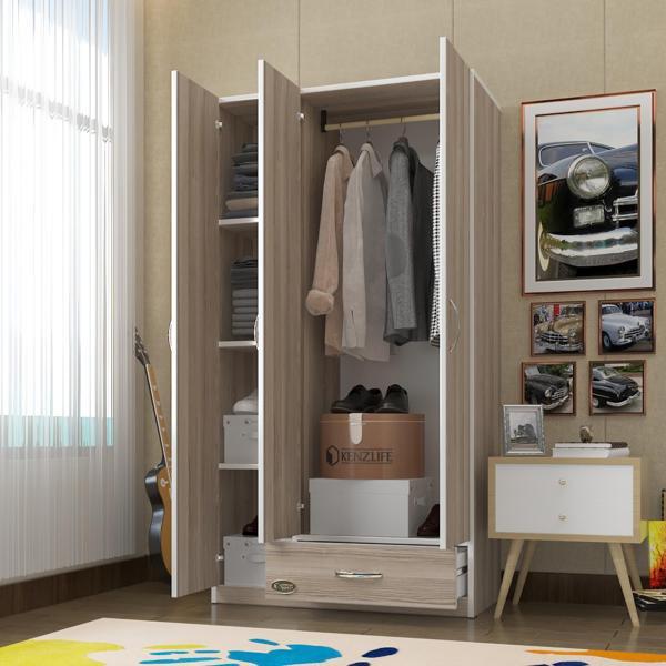 Kenzlife gardırop 3 kapılı 1 çekmeceli hanımeli 180*120*52 crd XLARGE kapaklı gardolap dolap - Image 1