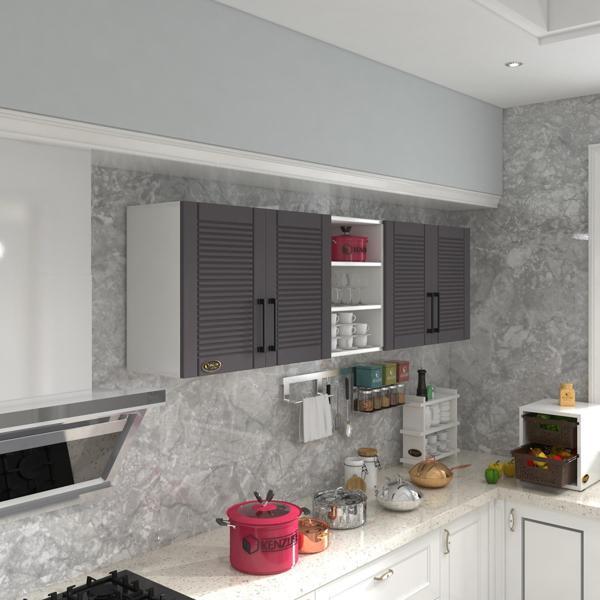 Kenzlife hazır mutfak dolabı fasulye90 gri mod2 90*200*32 mebran kapak suntalam gövde - Image 1