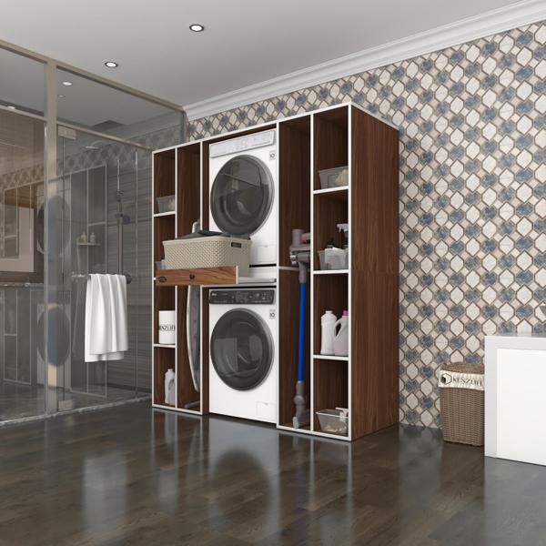 Kenzlife çamaşır-kurutma makinesi dolabı sadra cvz 187*170*60 çekmeceli raflı banyo - Image 1