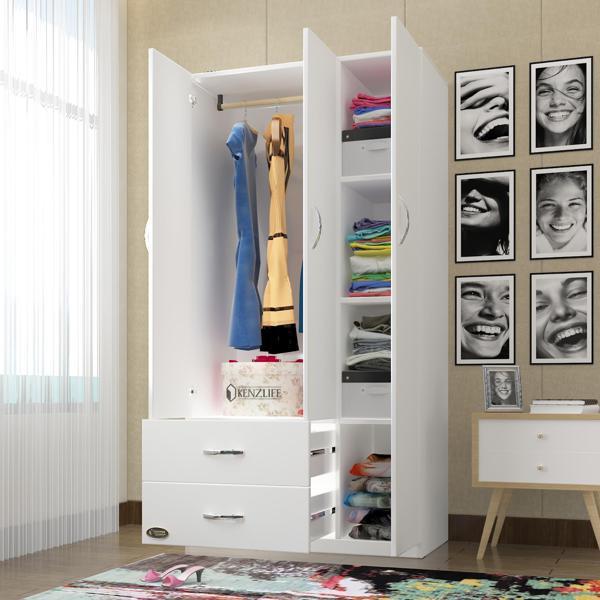 Kenzlife gardırop 3 kapılı 2 çekmeceli fesleğen 180*120*52 byz XLARGE kapaklı gardolap dolap ofis kapaklı - Image 1