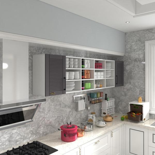 Kenzlife hazır mutfak dolabı kavun60 gri mod2 60*240*32 mebran kapak suntalam gövde - Image 1