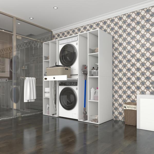 Kenzlife çamaşır-kurutma makinesi dolabı sadramdf byz 187*170*60 çekmeceli raflı % 100 FULL MDF - Image 1