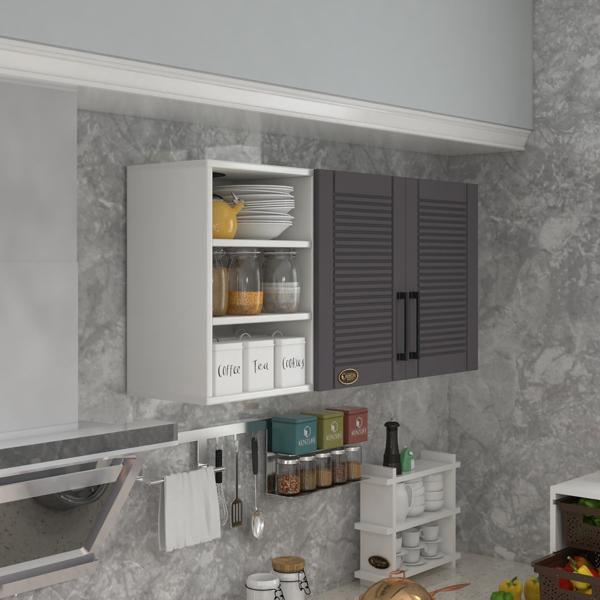 Kenzlife hazır mutfak dolabı kestane60 gri mod2 60*120*32 mebran kapak suntalam gövde - Image 1