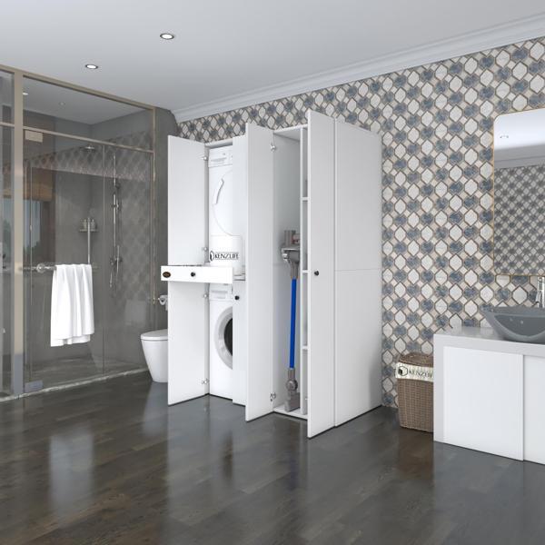Kenzlife çamaşır-kurutma makinesi dolabı şahrur sağ byz 187*120*60 çekmeceli banyo - Image 1