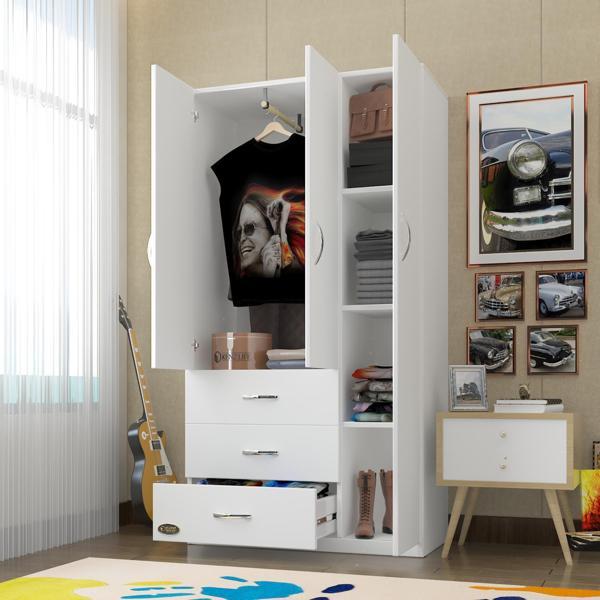 Kenzlife gardırop 3 kapılı 3 çekmeceli civanperçemi 180*120*52 byz XLARGE kapaklı gardolap dolap ofis - Image 1