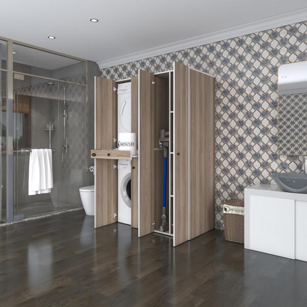 Kenzlife çamaşır-kurutma makinesi dolabı şahrur sağ crd 187*120*60 çekmeceli banyo - Image 1