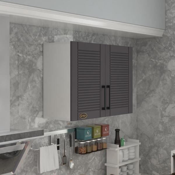 Kenzlife hazır mutfak dolabı kıvırcık90 gri mod2 90*080*32 mebran kapak suntalam gövde - Image 1