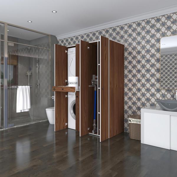 Kenzlife çamaşır-kurutma makinesi dolabı şahrur sağ cvz 187*120*60 çekmeceli banyo - Image 1