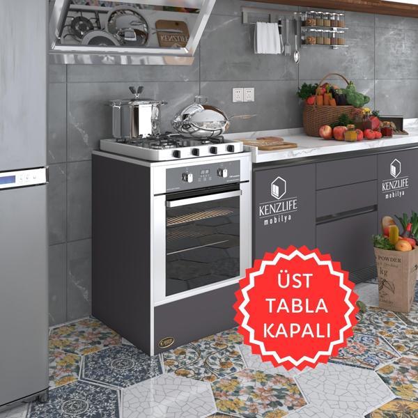 Kenzlife ankastre modülü kabini neon gri fırın ocak dolabı sabit tabla   - Image 1