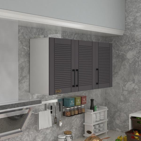 Kenzlife hazır mutfak dolabı limon90 gri mod2 90*120*32 mebran kapak suntalam gövde - Image 1