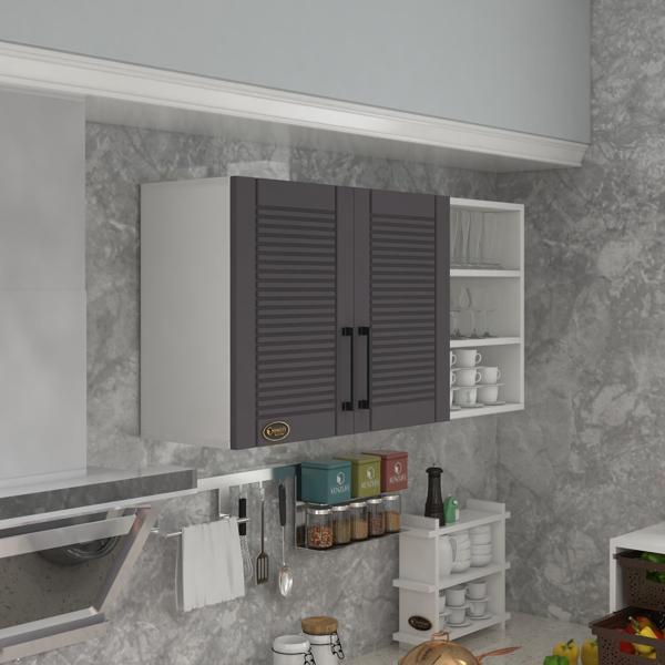 Kenzlife hazır mutfak dolabı maydanoz90 gri mod2 90*120*32 mebran kapak suntalam gövde - Image 1