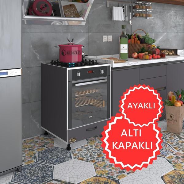 Kenzlife ankastre modülü kabini radon gri fırın ocak dolabı kapaklı ayaklı  - Image 1