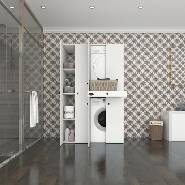 Kenzlife çamaşır-kurutma makinesi dolabı şahrurmdf sol byz 187*120*60 çekmeceli % 100 FULL MDF - Image 1