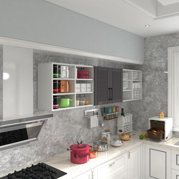 Kenzlife hazır mutfak dolabı mercimek90 gri mod2 90*240*32 mebran kapak suntalam gövde - Image 1