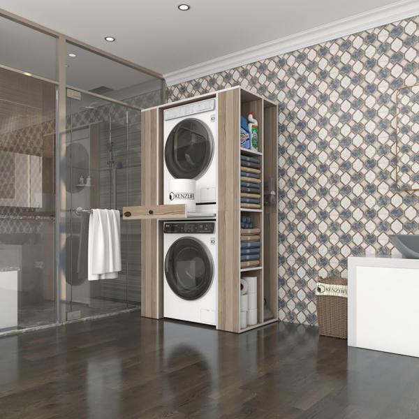 Kenzlife çamaşır-kurutma makinesi dolabı umare crd 187*110*60 çekmeceli raflı banyo - Image 1