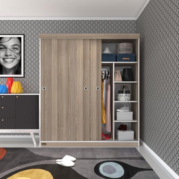 Kenzlife gardırop sürgülü kapaklı kapılı 160 papatya crd gardolap dolap - Image 1