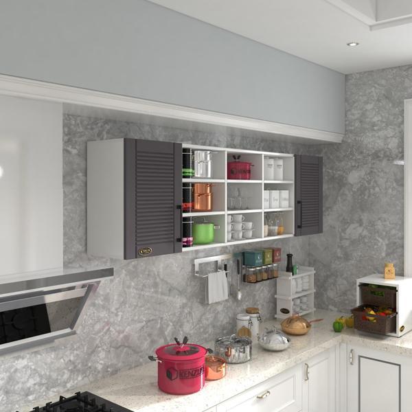 Kenzlife hazır mutfak dolabı nohut60 gri mod2 60*200*32 mebran kapak suntalam gövde - Image 1