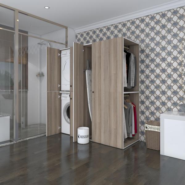 Kenzlife çamaşır-kurutma makinesi dolabı ve giysi dolabı bistami sağ crd 180*160*60  banyo - Image 1
