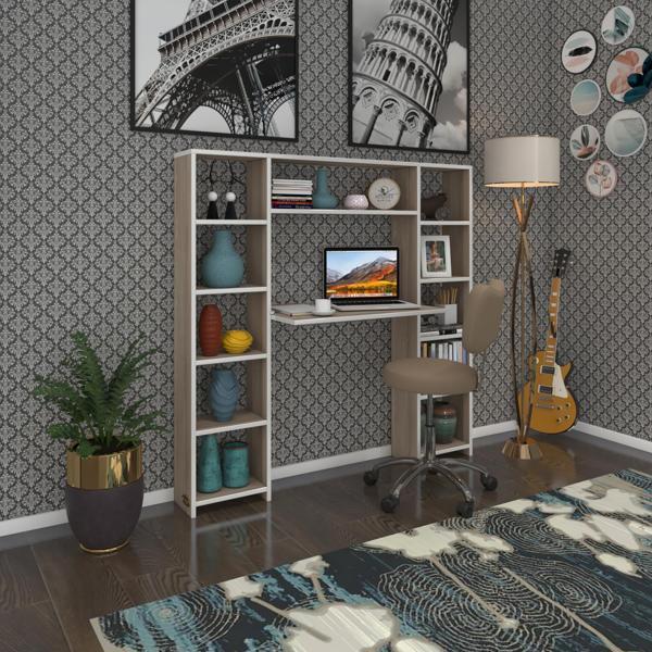Kenzlife bilgisayar çalışma masası senna crd 140*130*20 kitaplıklı ofis sekreter laptop - Image 1