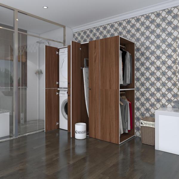 Kenzlife çamaşır-kurutma makinesi dolabı ve giysi dolabı bistami sağ cvz 180*160*60  banyo - Image 1