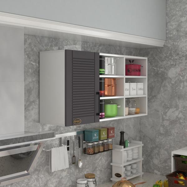 Kenzlife hazır mutfak dolabı pancar60 gri mod2 60*120*32 mebran kapak suntalam gövde - Image 1