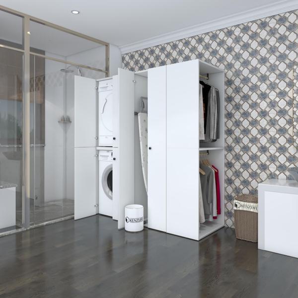 Kenzlife çamaşır-kurutma makinesi dolabı ve giysi dolabı bistamimdf sağ byz 180*160*60  % 100 FULL MDF - Image 1